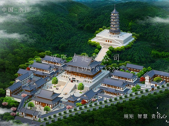 禪意寺廟整體平面布局推薦匠心定制